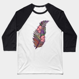 Zentangle Art Hand drawn Feather Baseball T-Shirt